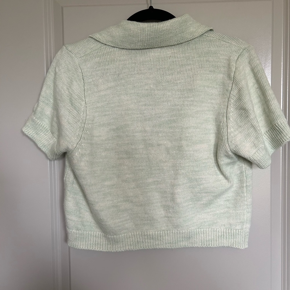 Show Me Your MuMu mint green Short Sleeve Crop Button Down - Picture 5 of 5